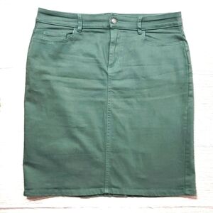 Chaps Green Denim Pencil Cut Skirt
